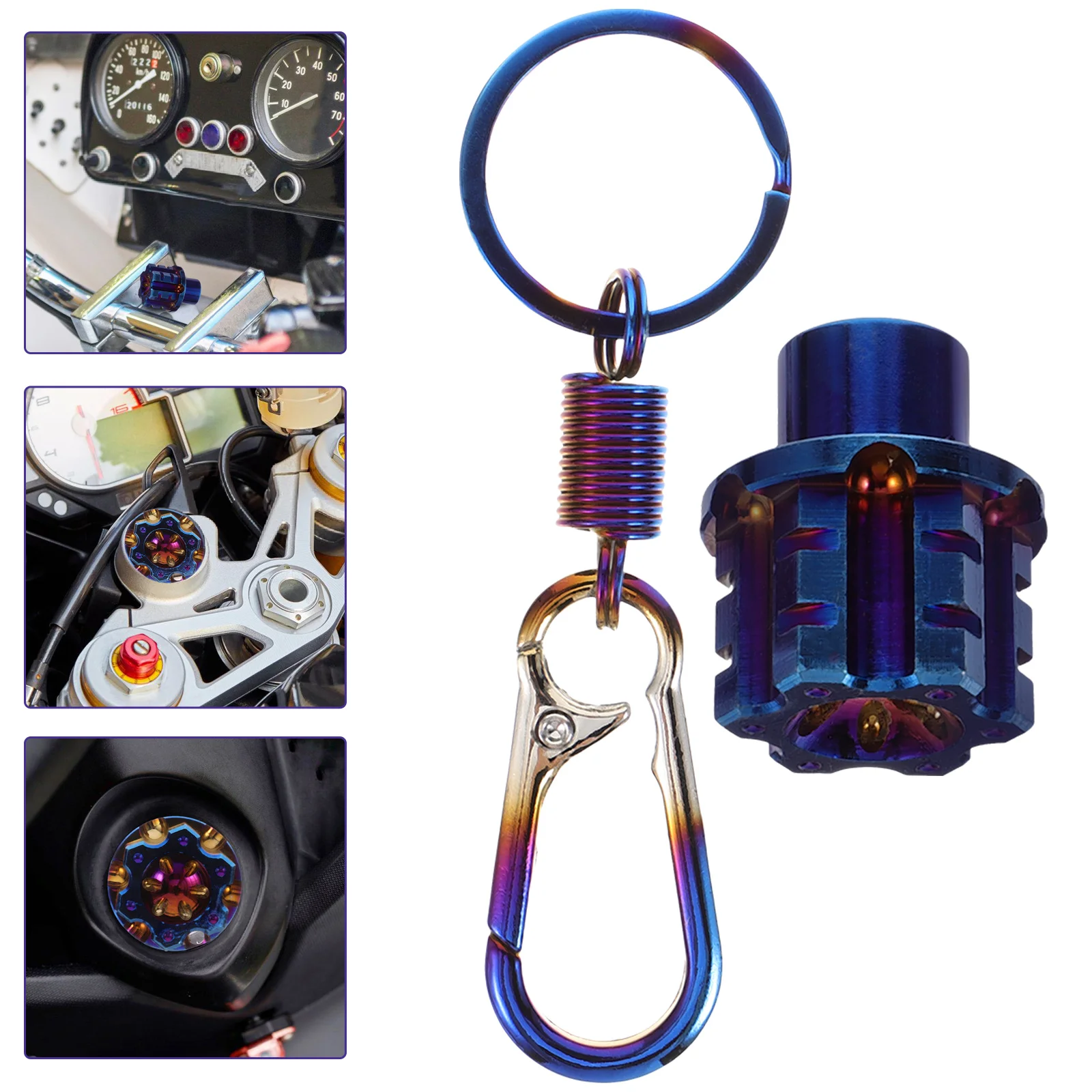 

Motorcycle Key Head Alloy Cover Blue White Keychain Universal Compatibility Motorcycle Accessories Motorbike Keyhead Easy