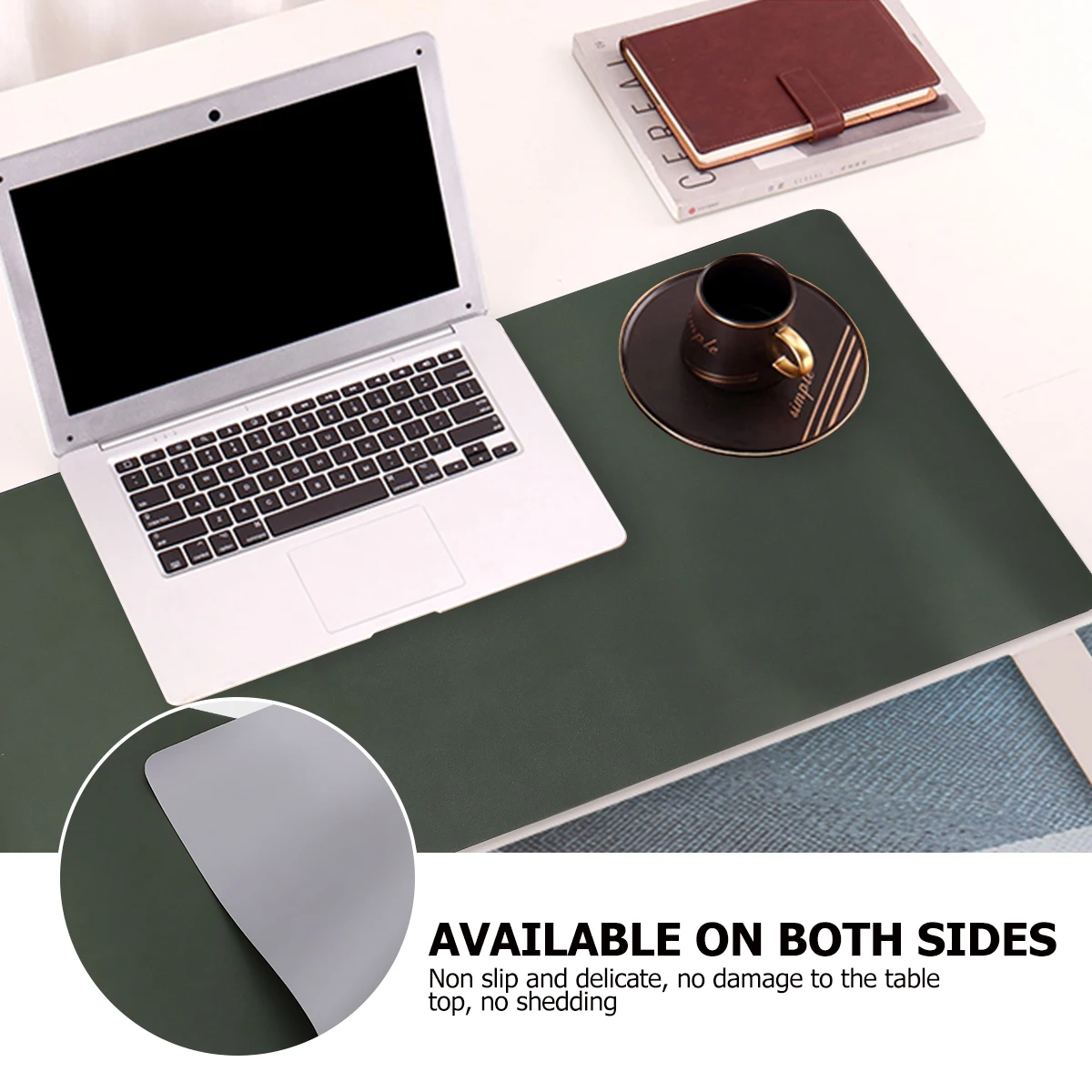 

PU Double-sided Mouse Pad Creative Mouse Mat Large Gaming Mouse Pad Laptop Mouse Mat for Home Office (Dark Green, Grey)