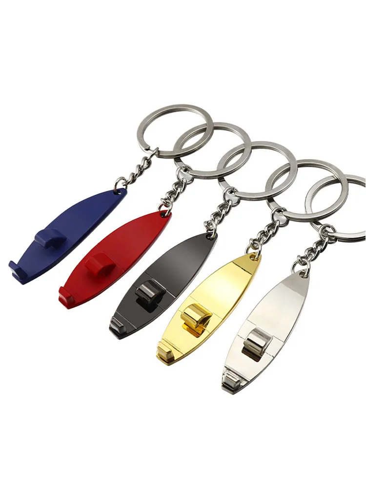 Porte-clés ouvre-bouteille de bière en planche de surf en métal, logo personnalisé pour cadeau