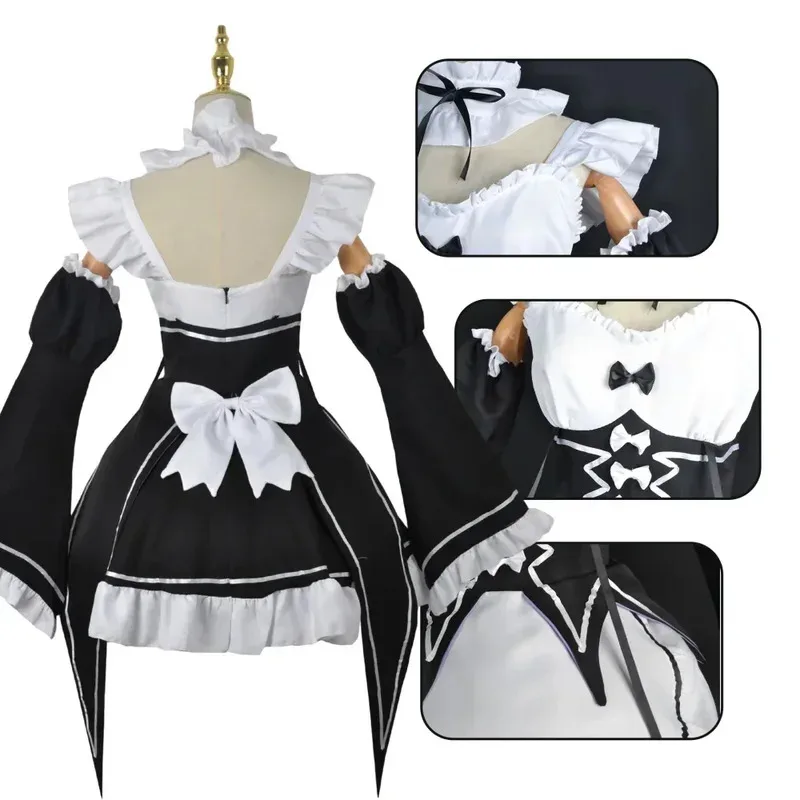 

asdh8@Anime Ram Rem Lolita Maid Cosplay Re Life in Another World from Zero Costumes Women Loli Dress Halloween Party Outfit COSd