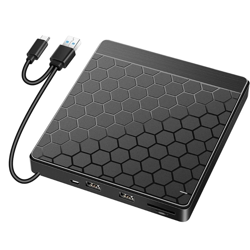 

Внешний DVD-привод с портом USB слотом для карты Type-C Портативный DVD-ROM-плеер, записывающее устройство, адаптер для