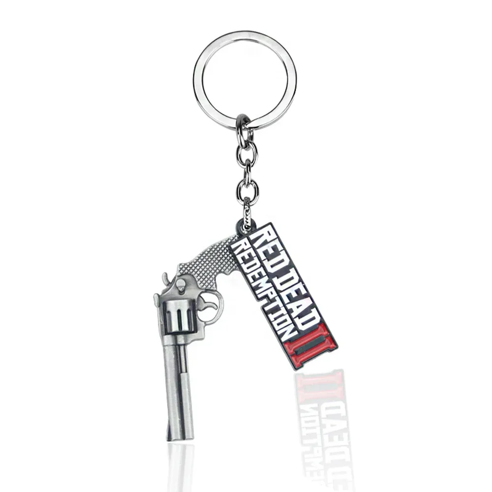 Game Peripheral Keychain Pendant Jewellery Souvenir Gift Red Dead Redemption 2 Fashion Trend Keychain 3D Gun Model Logo Keyring