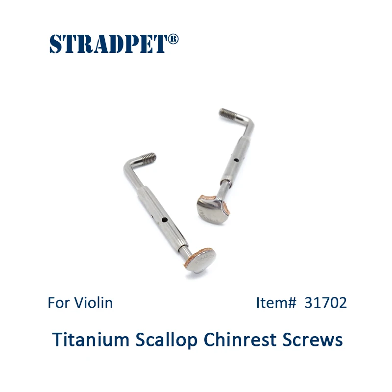 STRADPET Titanium SCALLOP/SCALLOP-Pro Chinrest Screws for Violin or Viola in Titanium Bright, Chinrest Clamps, Chinrest Brackets
