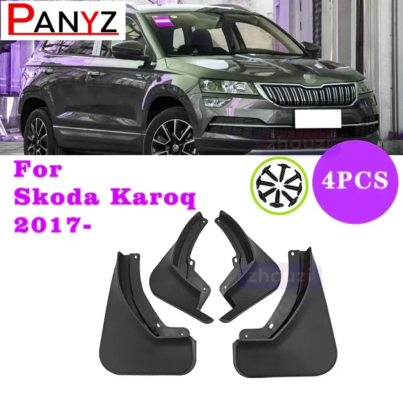 4Pcs Car Mud Flaps For Skoda Karoq 2017-on Mudflaps Splash Guards Mud Flap Mudguards Fender Front Rear Styling