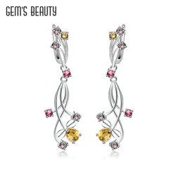 GEM'S BEAUTY 925 Sterling Silver Gem Earrings Dropped Earrings Women's Wedding Engagement Party Boutique Jewelry Earrings