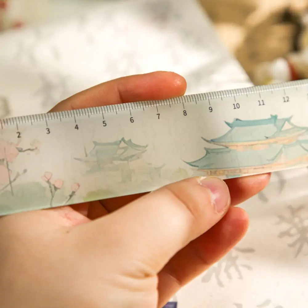 Oriental Scenery Series 15cm Drafting Straight Ruler DIY Drawing Tools Multifunctional Dividing Ruler Bookmark Acrylic