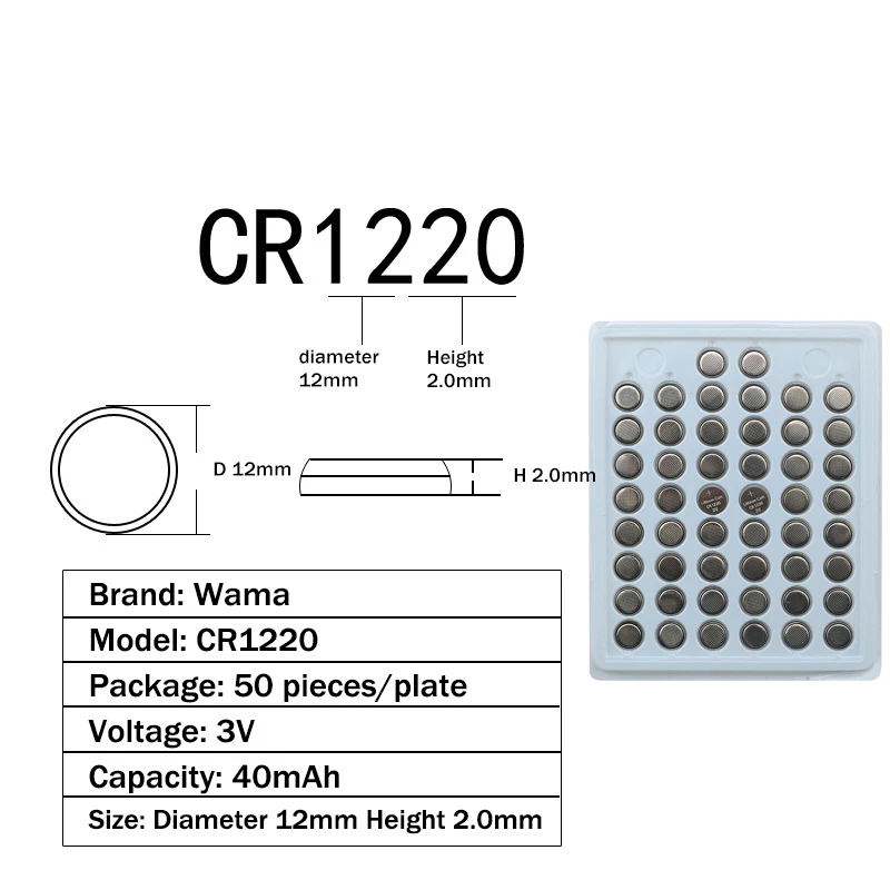 500pcs 100% New CR1220 3V Lithium Button Cell Batteries Watch Coin Battery Car Remote Control CR1220 ECR1220 LM1220