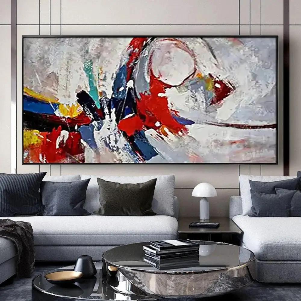 Modern Abstract Oil Painting   Handmade Fashion Canvas Poster for Living Room Decoration Color Line Wall Art Image  Perfect Home