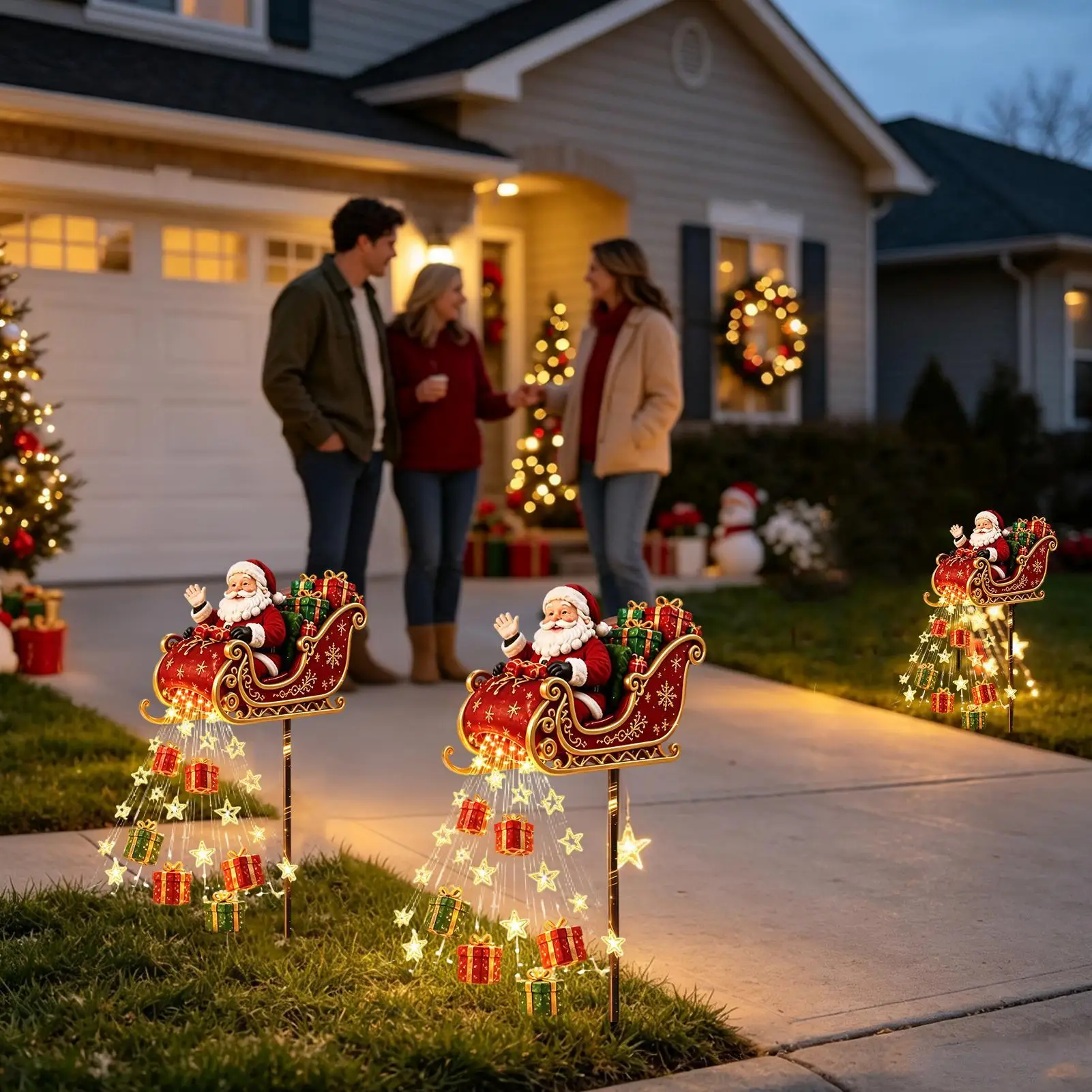 Solar Christmas Garden Lights Solar Powered Display Illumination Christmas Decorations Waterfall Lights For New Year Garden Yard