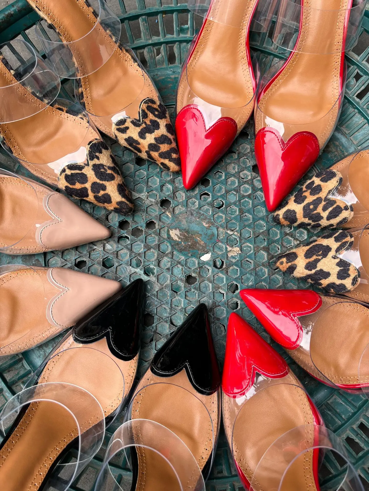 CHMURY Pointed Toe Heart High Heels Mules Slipper Shoes for Women 2024 Black White Red Shoes Luxury Designer Pumps