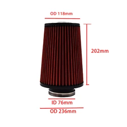 60MM 70MM 76MM Air Filter High Flow Cold Air Intake Universal Filters Vehicles Air Filters Car Accessories