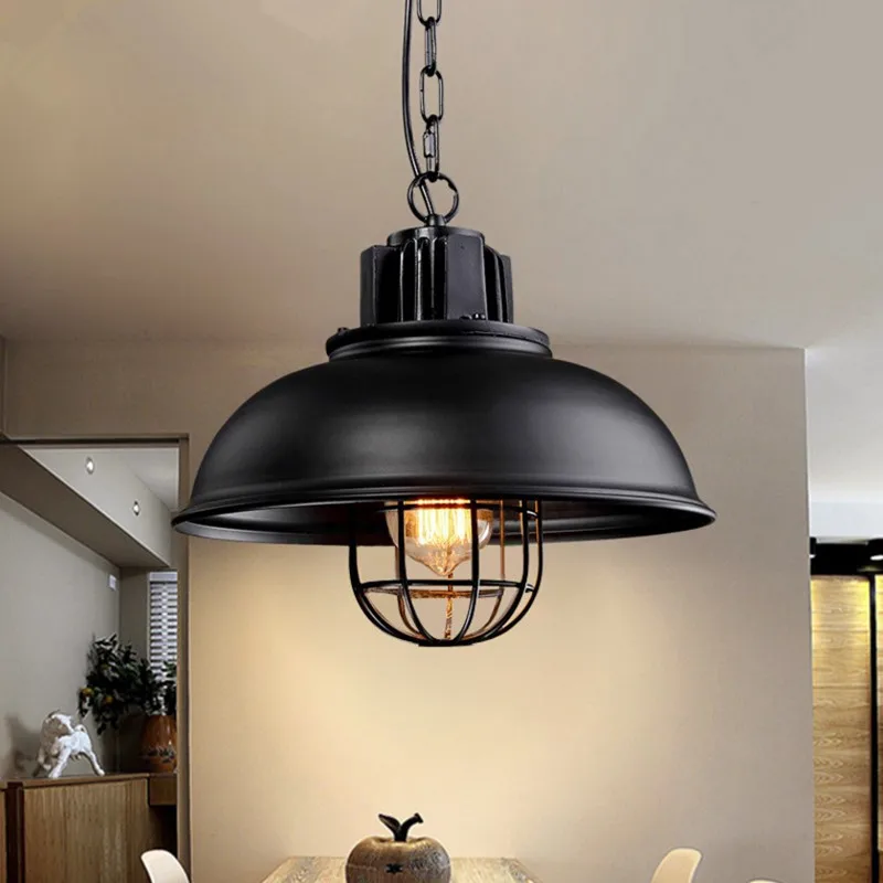 

American Loft Industrial Retro Iron Pendant Lights Dining Room Cafe Pot Cover Netting Farmhouse Hanging Lamp Lighting Decor E27