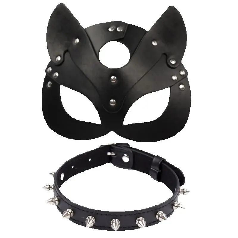 Frauen Sex Spielzeug Sexy Leder Maske Handschellen Peitsche Kragen Erotische Spielzeug Für Erwachsene Cosplay Maske Erwachsene Spiele Exotische Zubehör Sex Shop