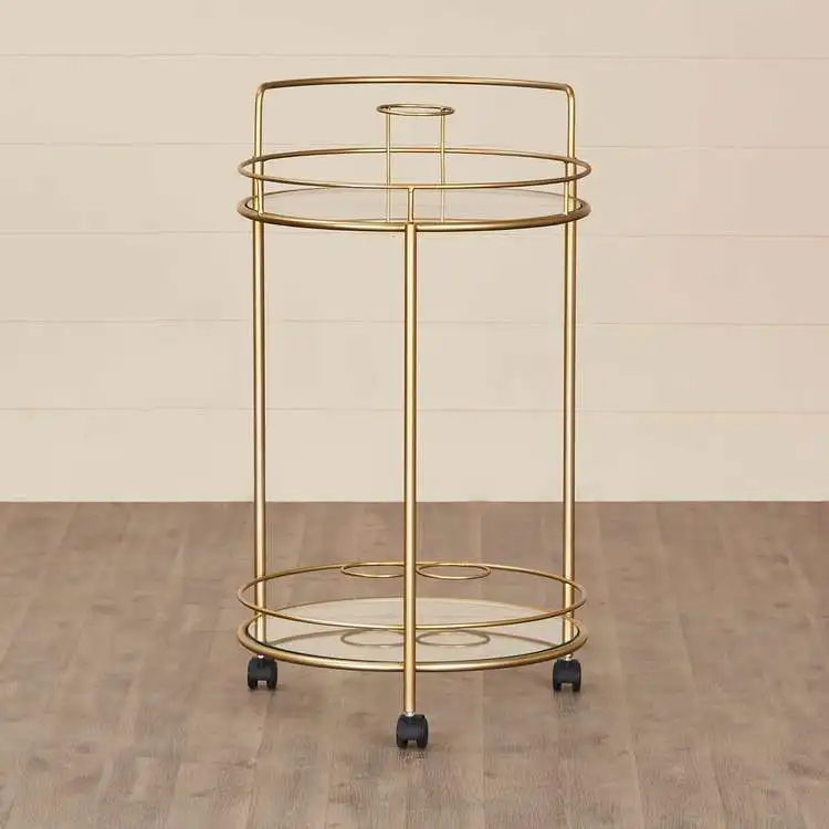 3-Tier عالية الجودة النحاس تخدم عربة تسوق تخزين المعادن الحديثة الشاي تخزين عربات رائجة البيع للفنادق عربة الوجبات الخفيفة للحفلات #2