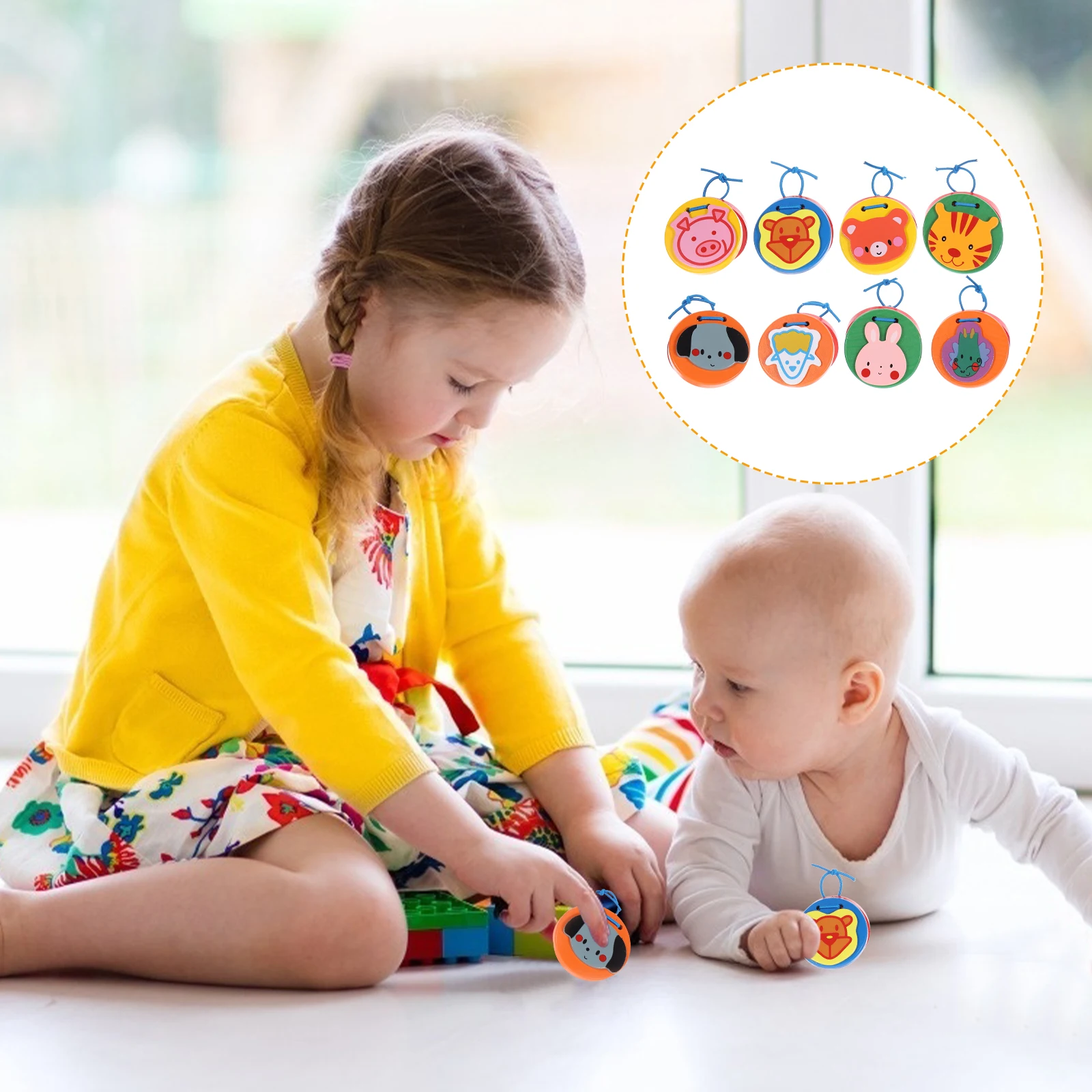 8pcs Wooden Animal Soundboard Musical Instruments Kids Toys Toddler Castanet Baby Development Educational Play