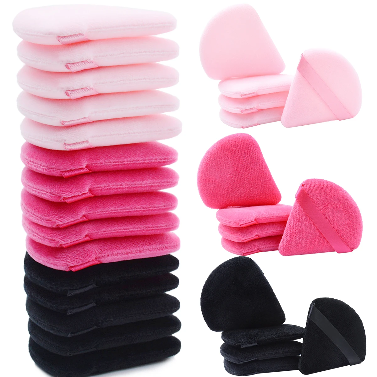 Wholesale Makeup Brushes 7Pcs Triangel Makeup Powder Puff Soft Velvet Cosmetic Sponges For Contouring, Eye Corners Air Cushion