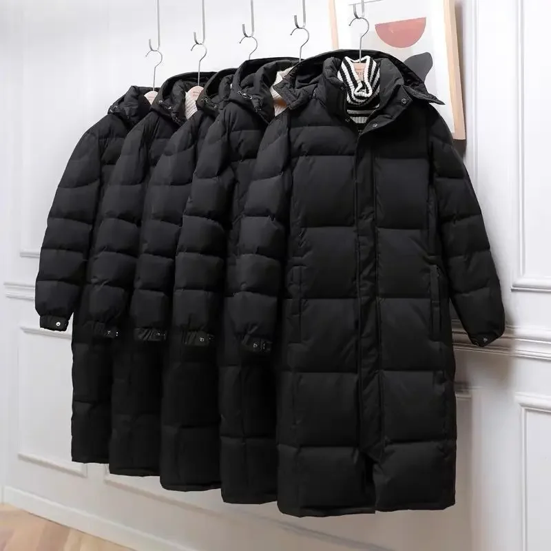 

2021 New Winter White Duck Down Jackets Women Super Long Over-the-knee Thicker Plus Size Loose Coat Female High Quality