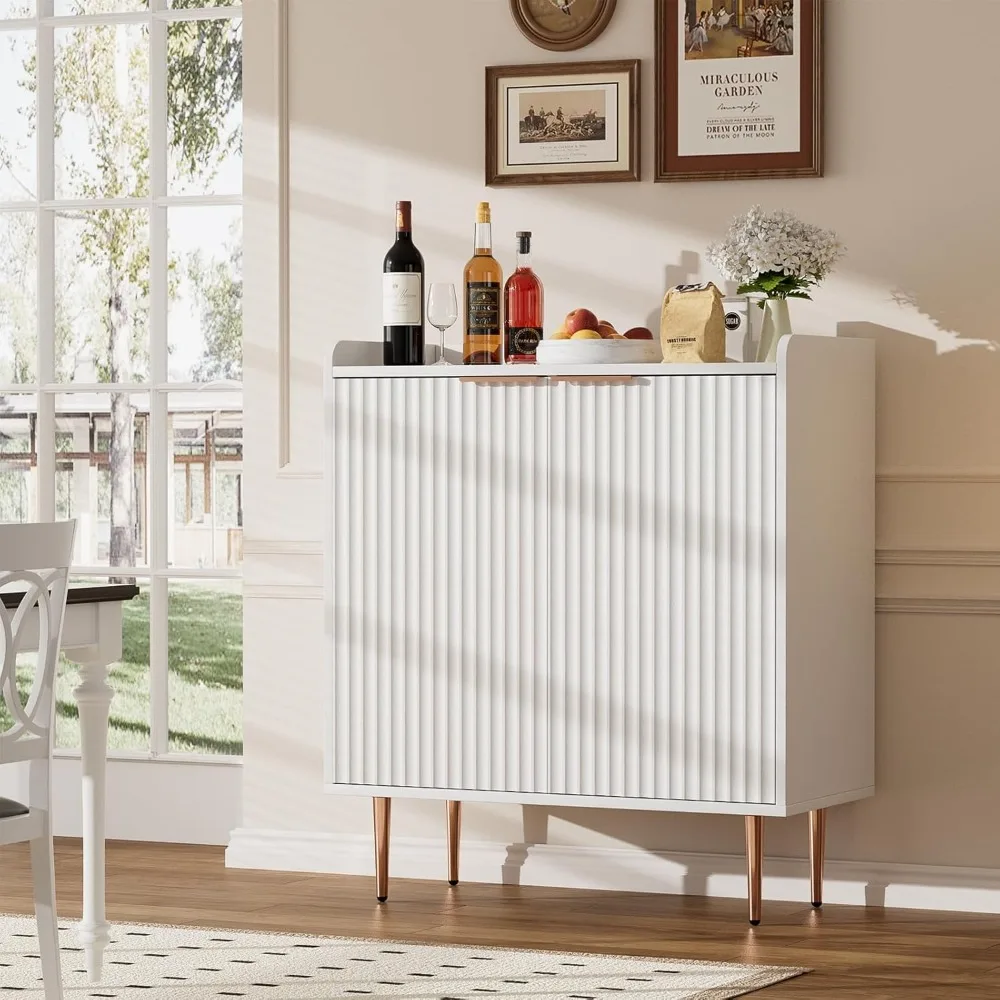 خزانة بوفيه المطبخ مع رف النبيذ وحامل زجاجي، وخزانة جانبية للتخزين للقهوة والمشروبات #3