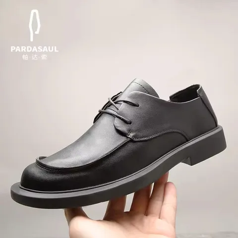 Men's new versatile derby shoes, solid color business casual leather shoes 210821