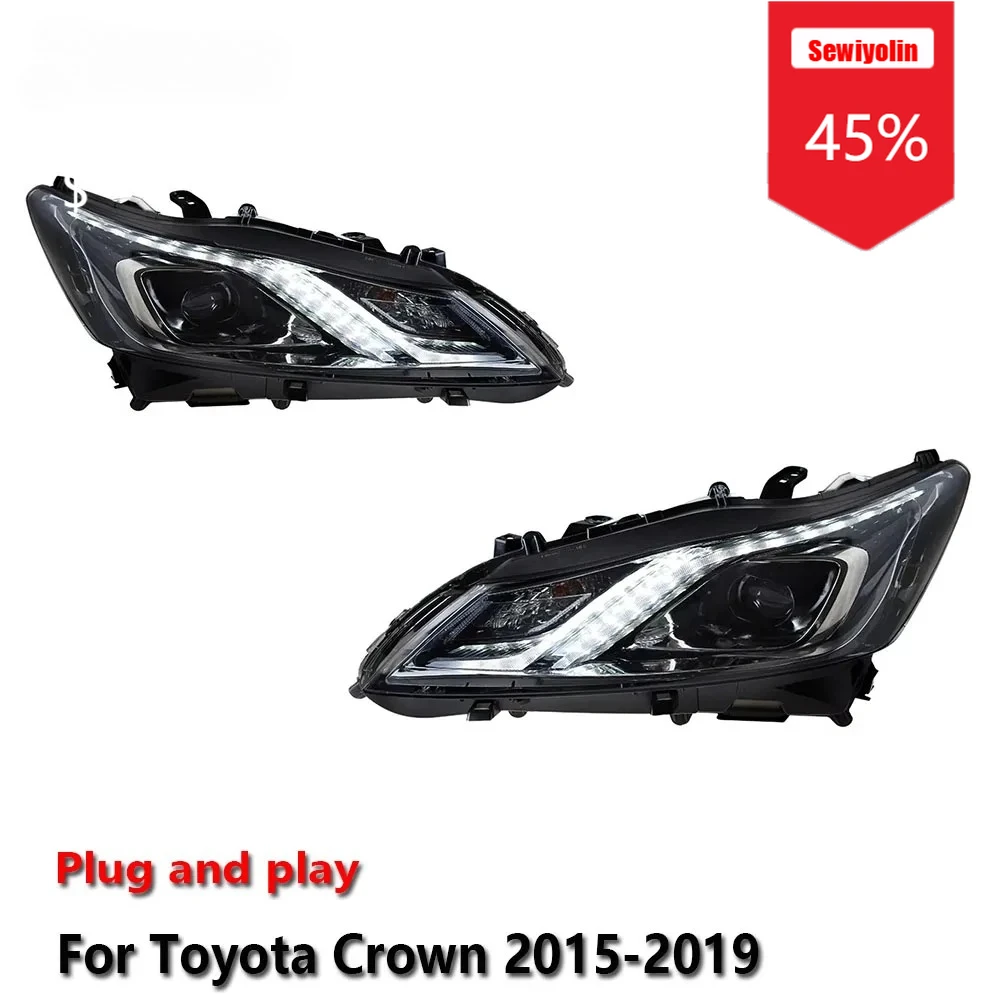 

Sewiyolin Car LED Headlight Assemblies For Toyota Crown 2015-2019 Fog DRL Brake Turn Signal Lamp Plug and Play