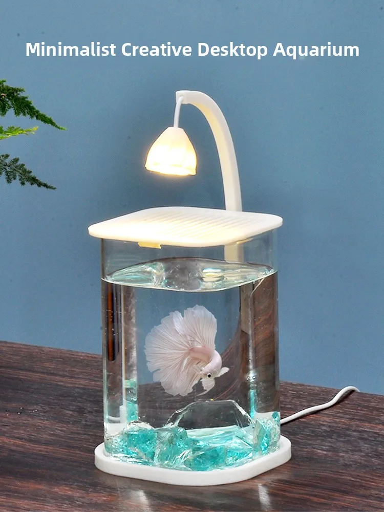 Creative Glass Desktop Fish Tank  Biotope Design Home Living Room Decoration Fishery Viewing Aquarium for Children Study