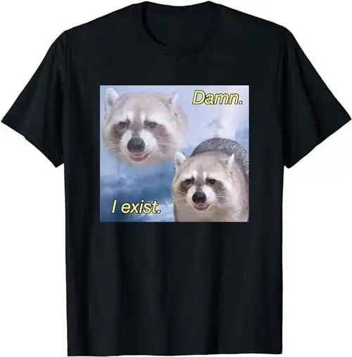 Dank Meme Raccoon Philosophy Dang I Exist Funny Zoomer T Shirt Sweat 35608