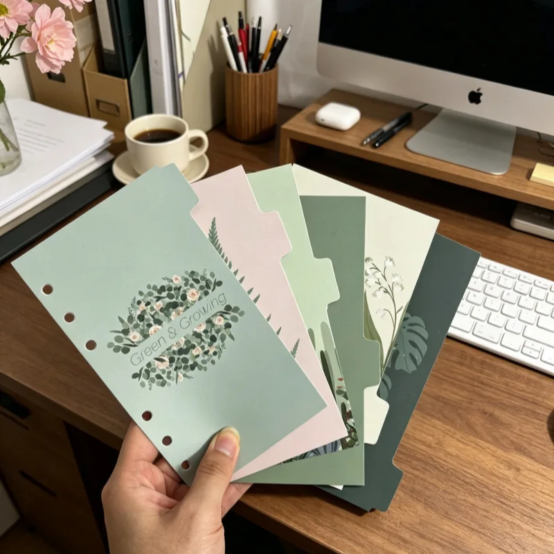 A6 Green Plant Index Partition Inner Core For Binder Planner Notebook Stationery Notebook Paper Divider Accessories