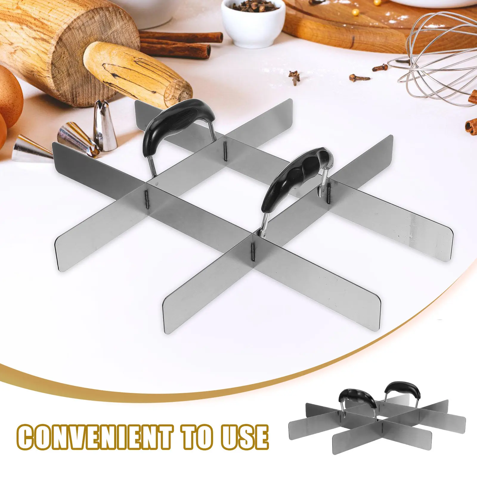 Cake Divider Stainless Steel 9 Grids Brownie Equal Portion Marker Pie Slicer Cheesecake Cutting Guide Rectangular Bread Pan