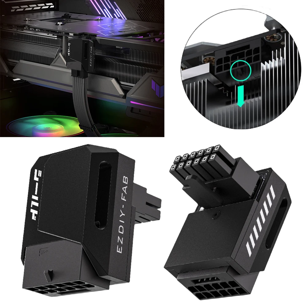 

600W 12+4pin PCI-e 5.0 16pin Power Adapter 90 Degree Right Angle 16pin 12VHPWR for RTX 3090Ti 4070Ti 4080 4090 Graphic Card GPU