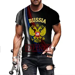 Men's Fashion Russia 3D Printed T-shirts Russian Flag Short Sleeve Round Neck Men's Clothing Streetwear Tops