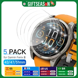 Screen Protector Glass for Garmin Fenix 8 43mm/47mm/51mm AMOLED Solar Scratch resistant HD Protective Glass Fenix 8 Accessories