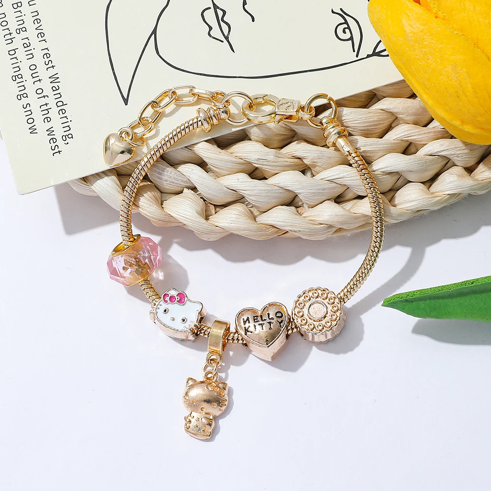 سانريو بسيط الإبداعية الحب القلب مطرز المينا قلادة DIY مطرز سوار Kawaii موضة المرأة مجوهرات هدية