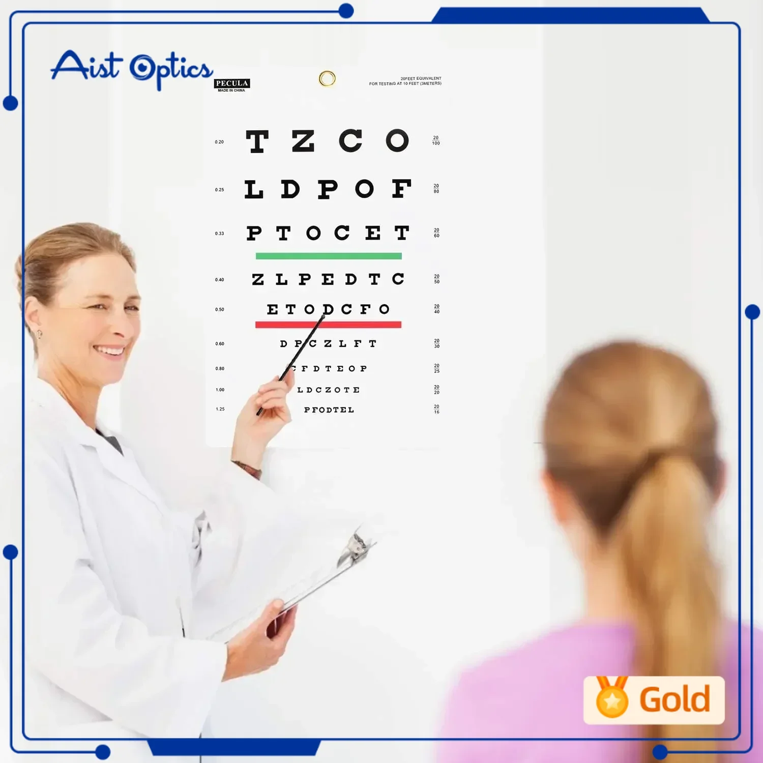 Premium Snellen Eye Chart Wall Chart Plastic waterproof Snellen Charts for Eye Test Exams 10 Feet 9 X 14 In eluxe Occluder Plus