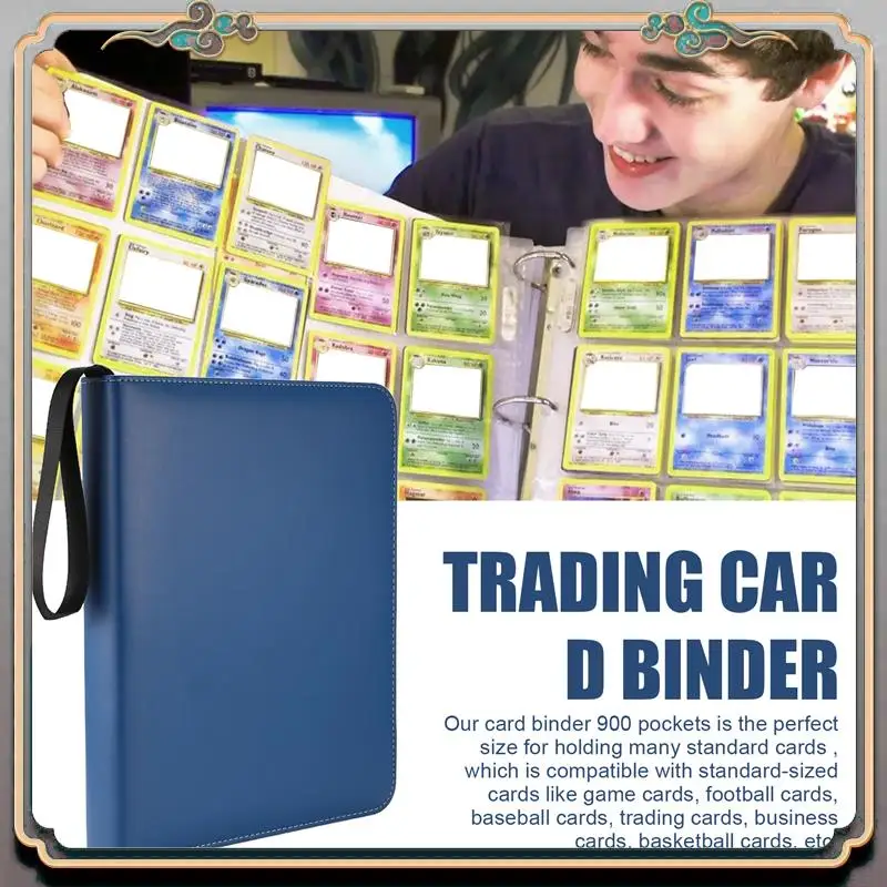 

Durable Trading Card Binder 9 Pocket, Card Binder With Zipper, Card Case For Game/Football/Baseball Card