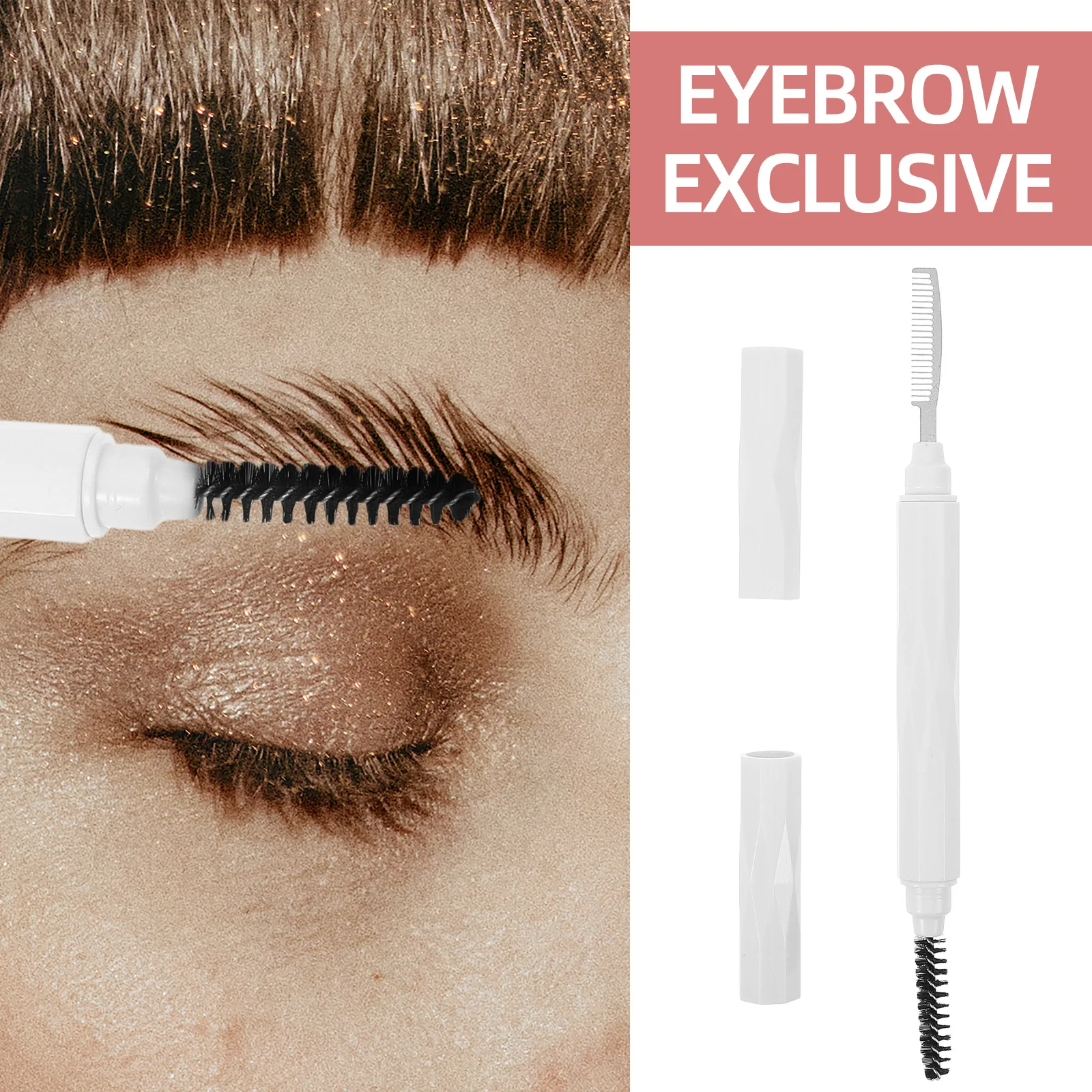 Peine de pestañas de doble punta y cepillo para cejas, cerdas suaves, herramienta de aseo para viajes para mujeres, aplicador de máscara separador de pestañas