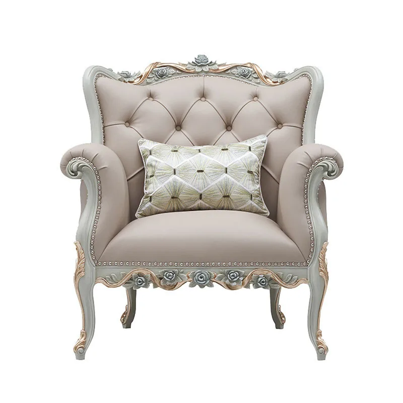 

Court French furniture European leather single chair small apartment living room single sofa chair furniture