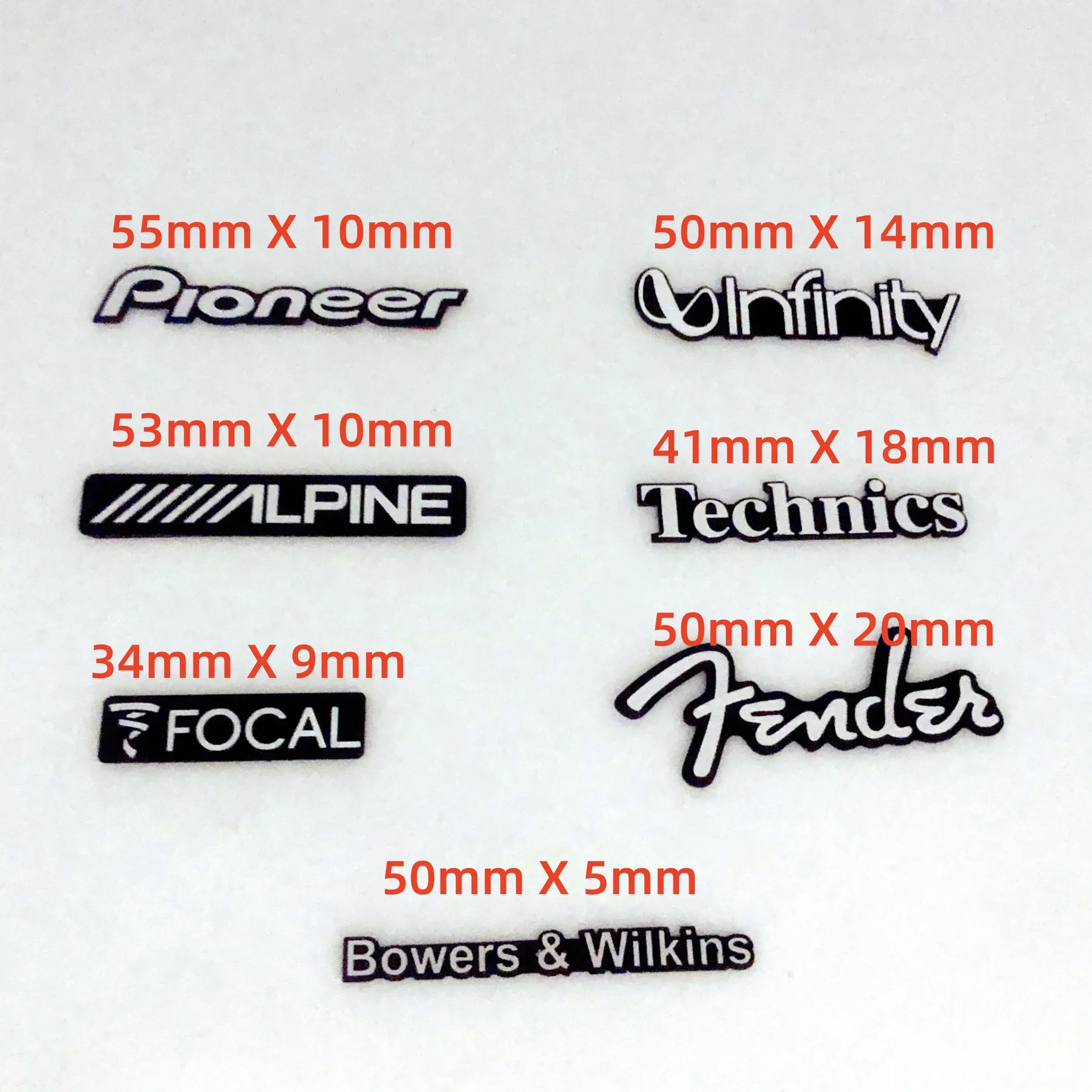 5pcs 20pcs Metal Aluminum Alloy Car Speaker Emblems Stickers For Pioneer Technics FENDER FOCAL ALPINE Bowers & Wilkins infiniti