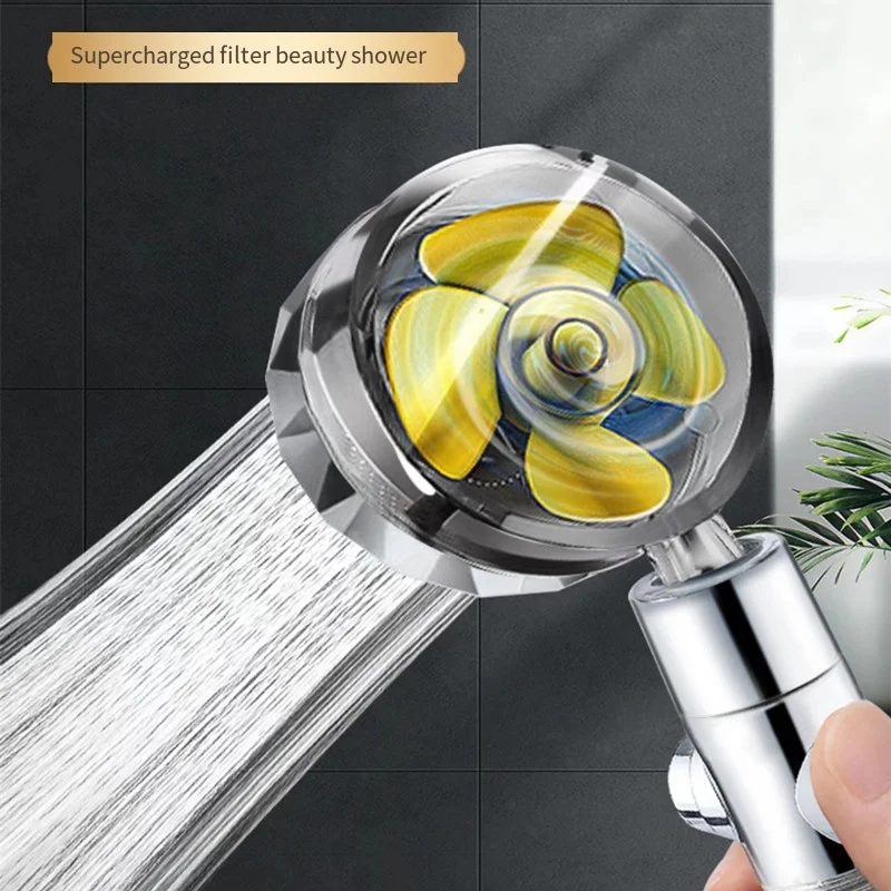 Propeller Shower Head Rainfall High Preassure with Fan Water Saving Massage High Pressure Premium Bathroom Shower Accessary