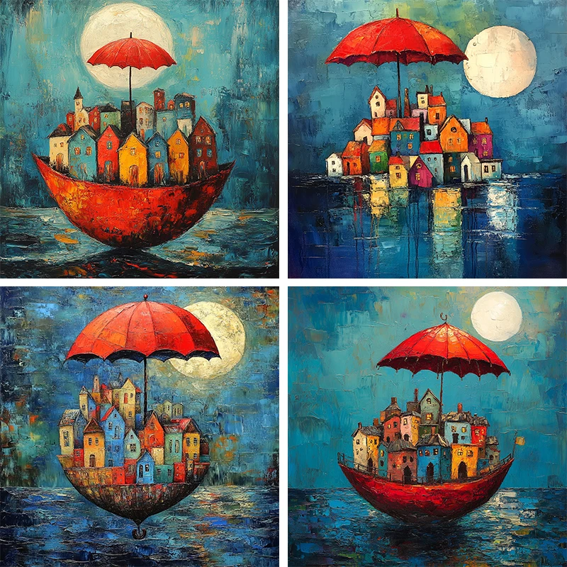 

GATYZTORY Oil Painting By Numbers Handicraft Picture Drawing Colorful House Diy Crafts On Canvas Gift For Adults Art Supplies Wa