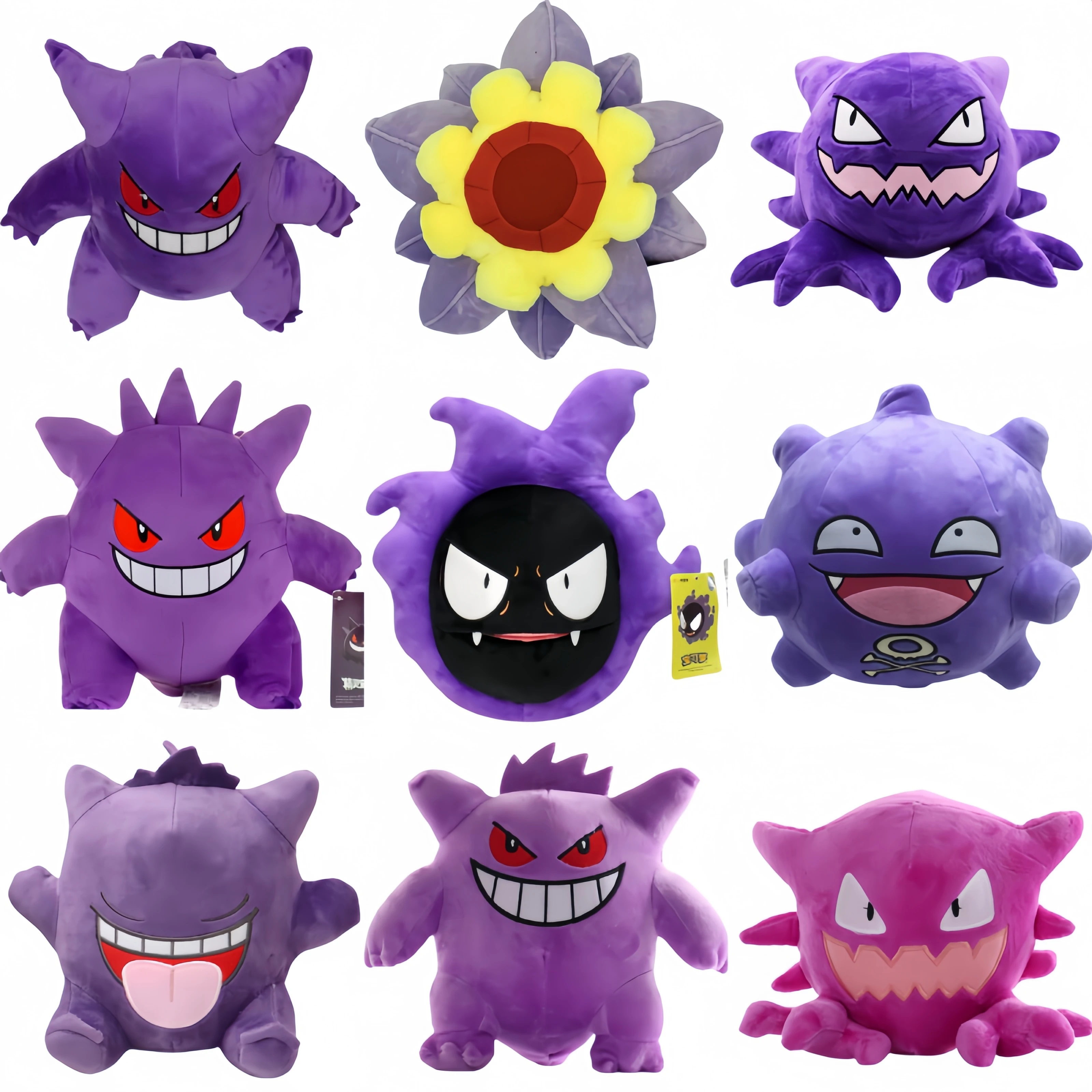 Kawaii Pokemon Pikachu Gengar Gastly Plush Toys Cute Anime Koffing Haunter Starmie Stuffed Animals Peluche Dolls Xmas Kid Gift