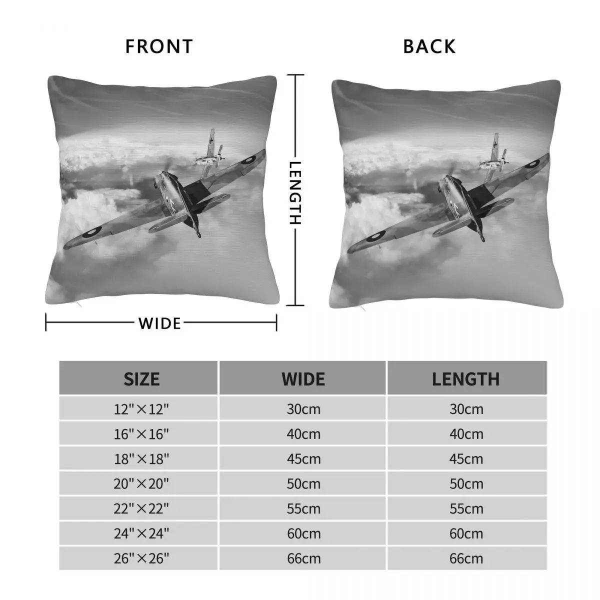 Hawker Hurricane Deflection Shot Square Pillowcase Polyester Linen Velvet Pattern Zip Decor Car Cushion Cover Wholesale 45x45