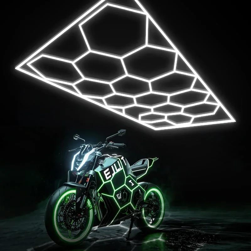 Hexagon Garage Light 672W 6500K 10000LM Ceiling Hex Lights  LED  for  Gym Basement Warehouse Auto Car Shop