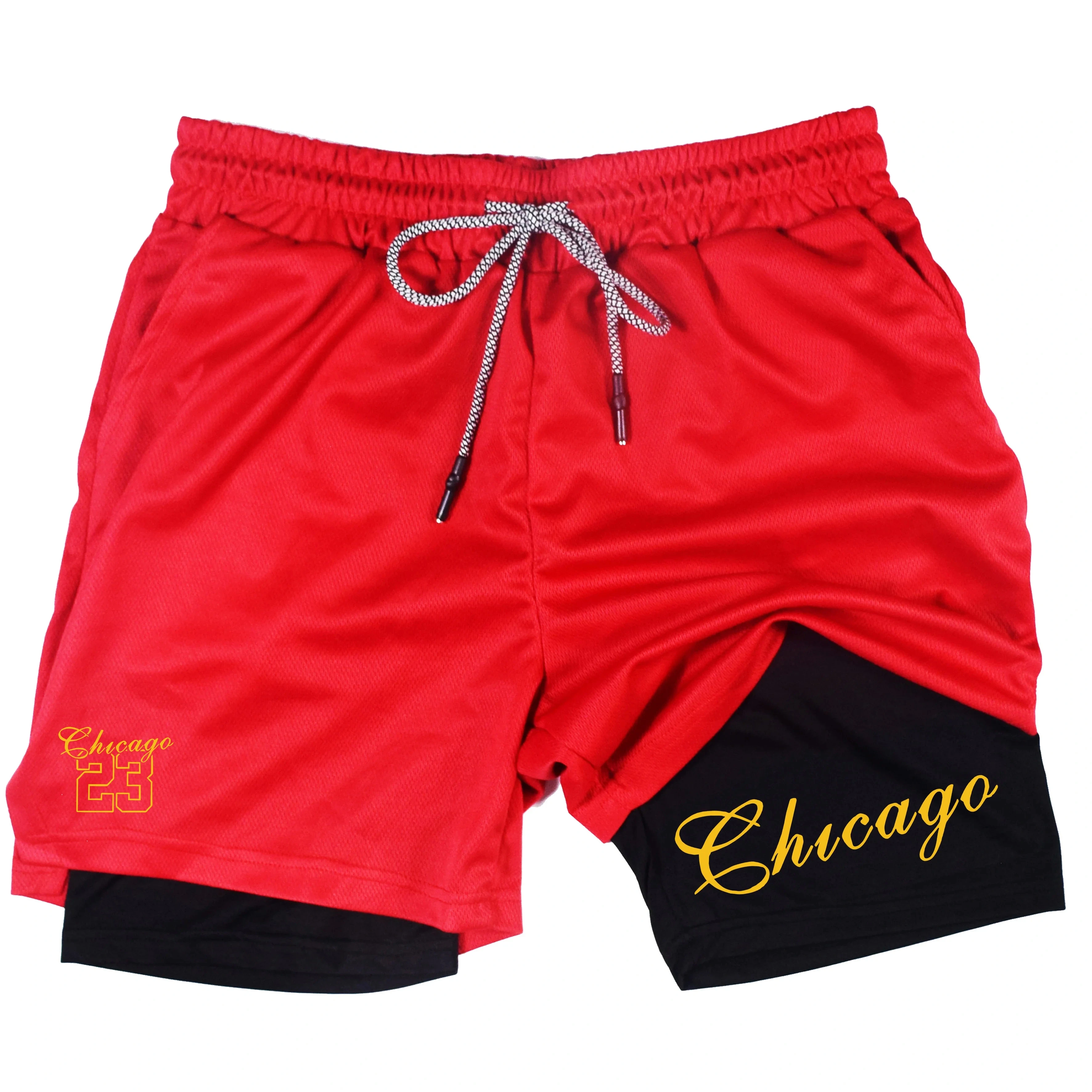 

Men's 2-in-1 Running Shorts with Phone Pocket & Towel Loop | Quick Dry Gym Workout Compression Shorts | Printed Design ZY0061