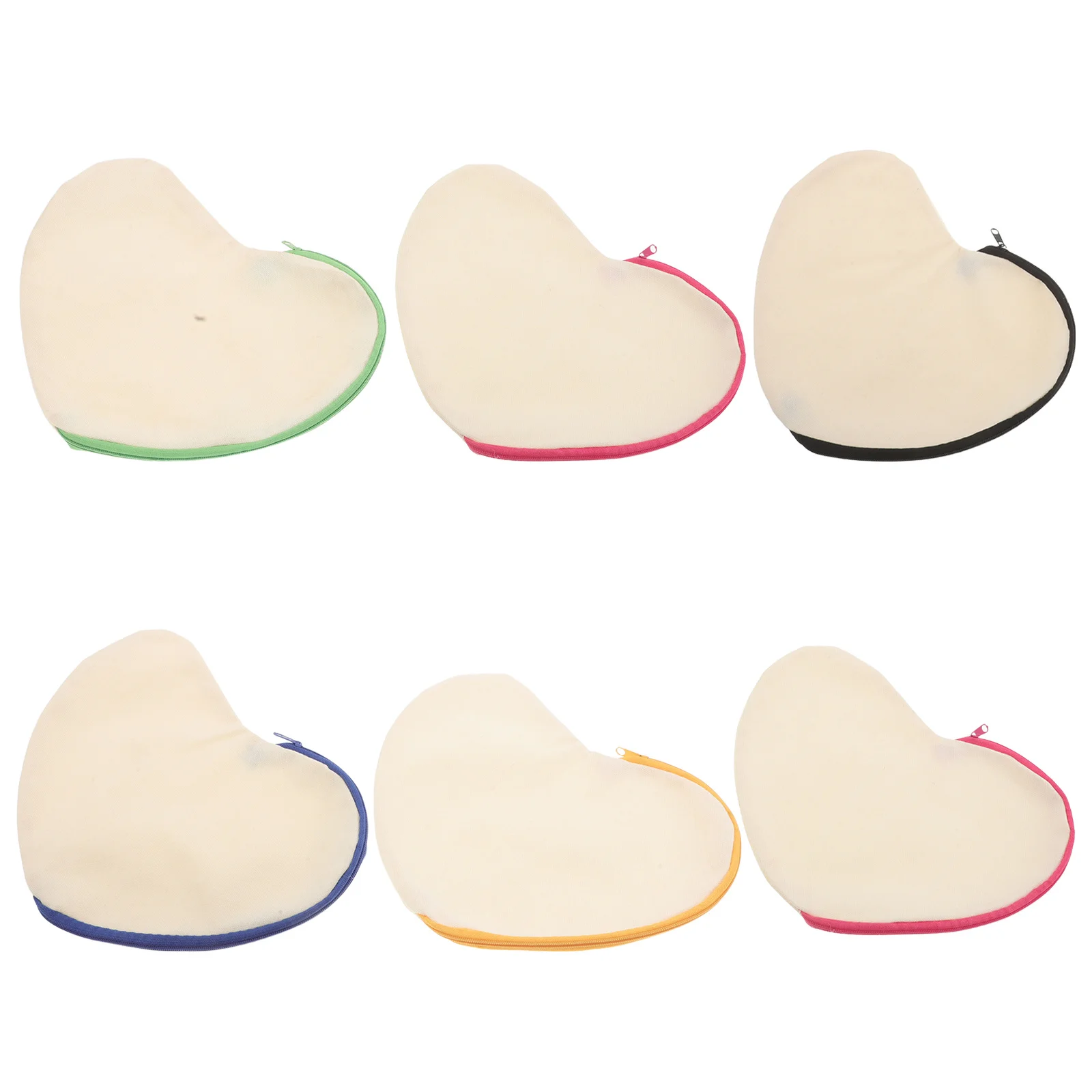 6 قطعة أكياس قلم رصاص من القماش لنقل الحرارة فارغة على شكل قلب وسحاب DIY حافظة أقلام للتسامي للمدرسة والسفر وأدوات الزينة والمكياج