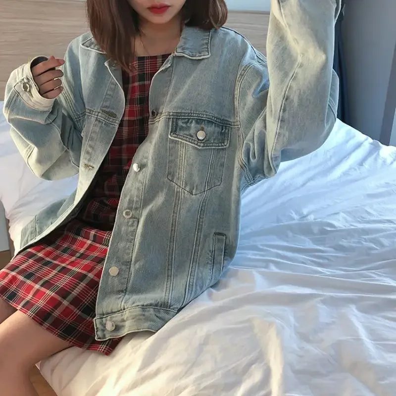 

Jackets Women Stylish Bf Loose Solid College Single Breasted Korean Version Streetwear Basic Vintage Leisure Long Sleeve Soft