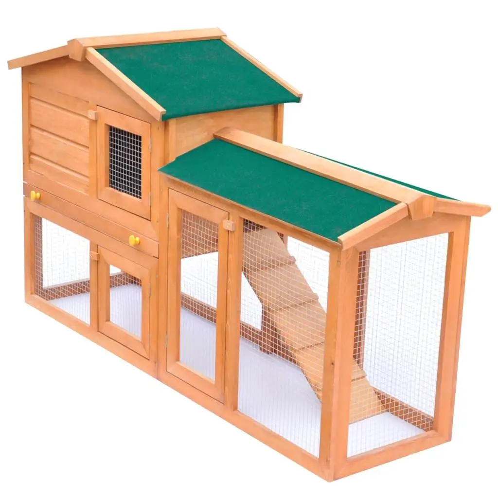 Spacious Outdoor Wooden Rabbit Hutch - Perfect Small Animal House & Pet Cage