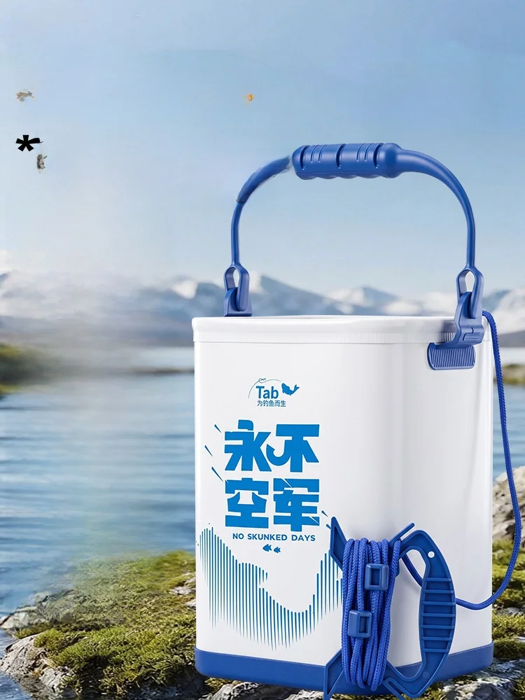 ポータブル釣り用魚バケツ-厚みのある活魚バケツ-水汲みバケツ-持ち運びが簡単-アウトドア-キャンプ-旅行-釣り道具