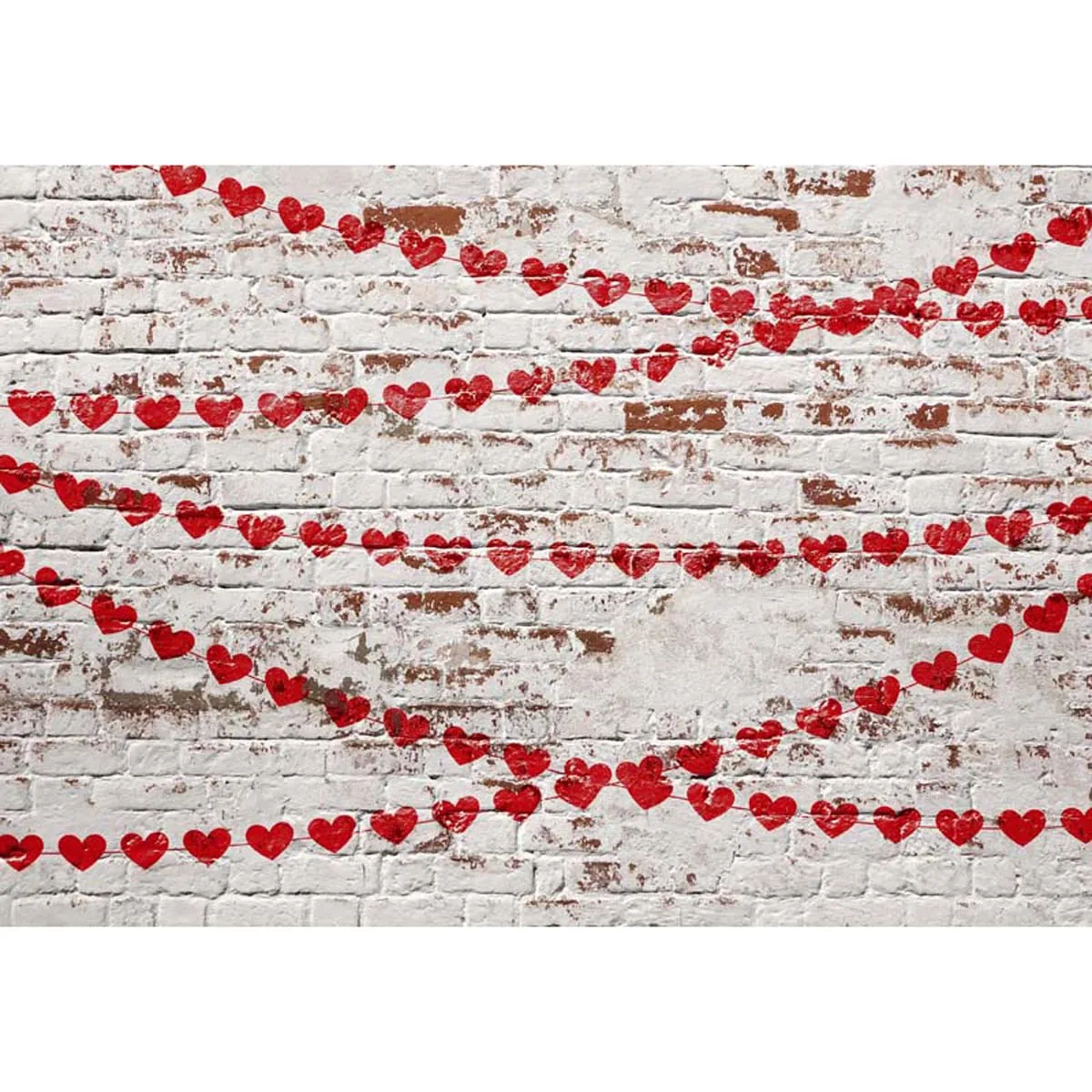 

Allenjoy White Brick Wall With Red Hearts Backdrop