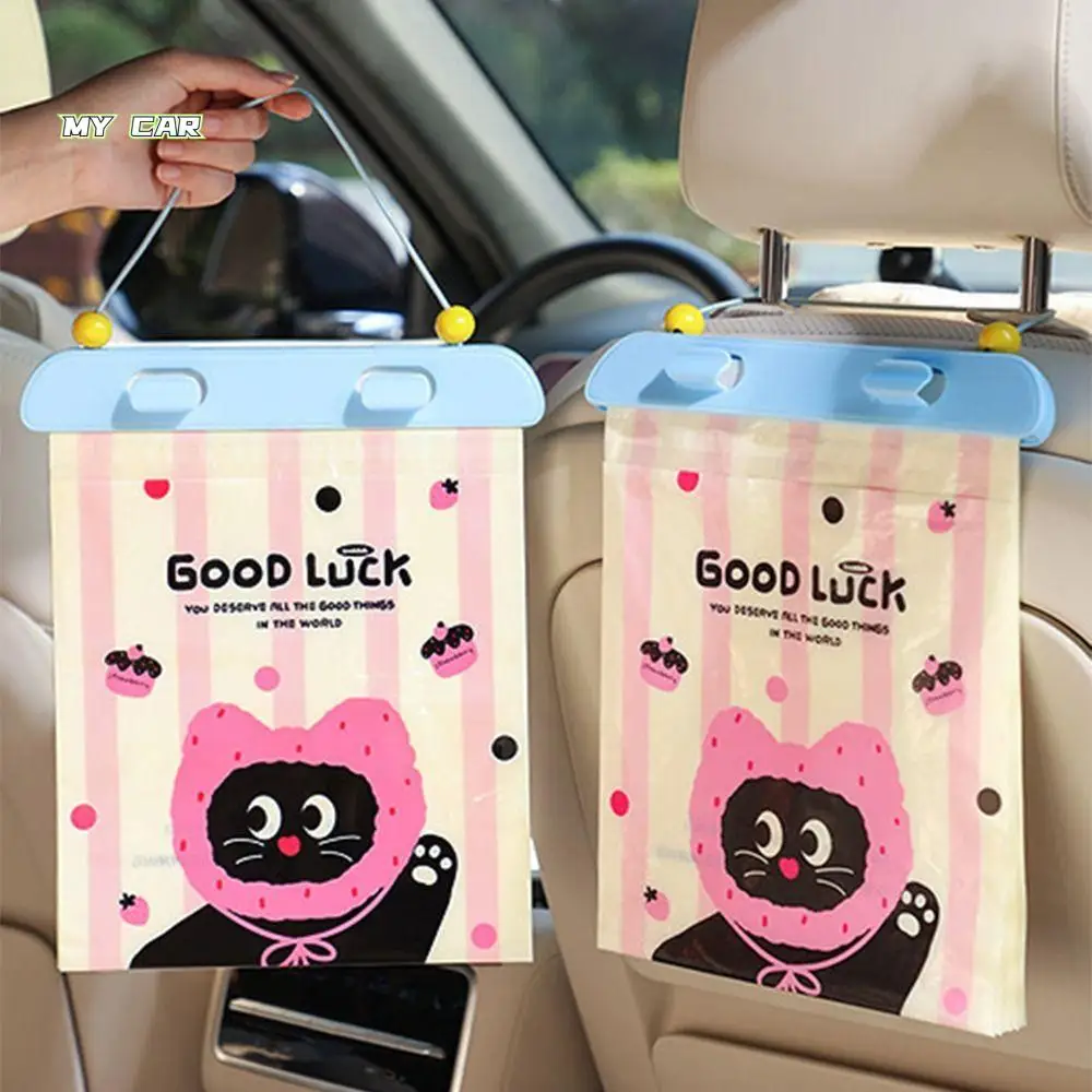 

Creative Car Hanging Trash Bag Portable Disposable Vehicle Trash Bin Pastable Leakproof Car Cartoon Trash Bag