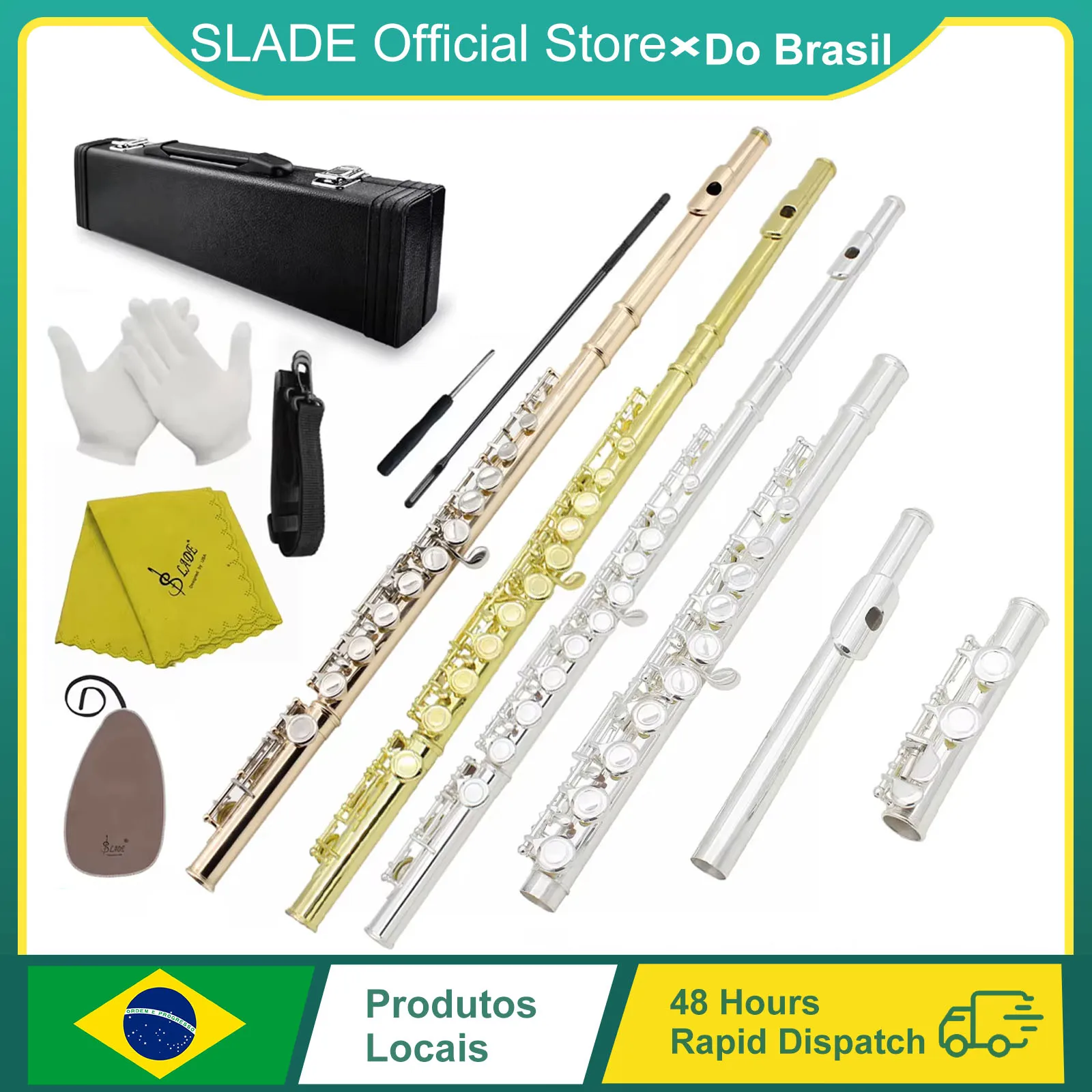 Do brasil slade 16 c-slot buracos flauta roxo/preto flauta profissional iniciante estudante flauta com caixa luvas kit de limpeza